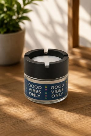Good Vibes 2 Adet Cam Kokusuz Küllük | Koku Hapseden Kapaklı | Rüzgar Önleyici Kapaklı | Araç ve Ev Kullanımına Uygun | Mavi | 300 ML