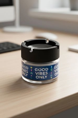 Good Vibes 2 Adet Cam Kokusuz Küllük | Koku Hapseden Kapaklı | Rüzgar Önleyici Kapaklı | Araç ve Ev Kullanımına Uygun | Mavi | 300 ML