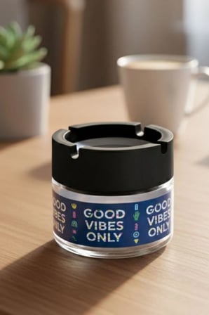 Good Vibes 2 Adet Cam Kokusuz Küllük | Koku Hapseden Kapaklı | Rüzgar Önleyici Kapaklı | Araç ve Ev Kullanımına Uygun | Mavi | 300 ML