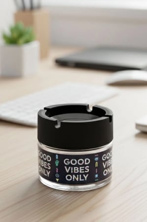 Good Vibes 2 Adet Cam Kokusuz Küllük | Koku Hapseden Kapaklı | Rüzgar Önleyici Kapaklı | Araç ve Ev Kullanımına Uygun | Siyah | 300 ML