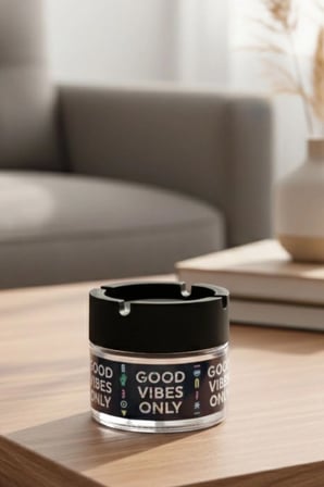 Good Vibes 2 Adet Cam Kokusuz Küllük | Koku Hapseden Kapaklı | Rüzgar Önleyici Kapaklı | Araç ve Ev Kullanımına Uygun | Siyah | 300 ML
