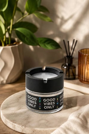 Good Vibes 3 Adet Cam Kokusuz Küllük | Koku Hapseden Kapaklı | Rüzgar Önleyici Kapaklı | Araç ve Ev Kullanımına Uygun | Siyah | 300 ML