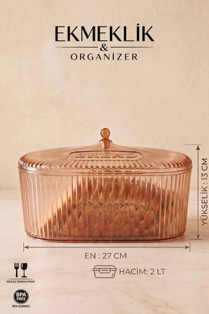 Ekmeklik Saklama Kabı | Meyvelik | Sebzelik | Organizer | 27x13 | 2 LT | Bal