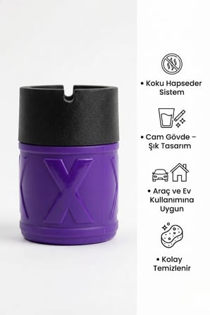 2 Adet X Cam Kokusuz Küllük | Koku Hapseden Kapaklı | Rüzgar Önleyici Kapaklı | Araç ve Ev Kullanımına Uygun | Mor | 210 ML