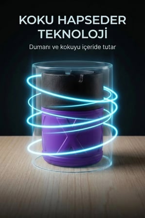2 Adet X Cam Kokusuz Küllük | Koku Hapseden Kapaklı | Rüzgar Önleyici Kapaklı | Araç ve Ev Kullanımına Uygun | Mor | 210 ML
