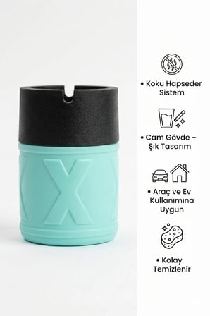 2 Adet X Cam Kokusuz Küllük | Koku Hapseden Kapaklı | Rüzgar Önleyici Kapaklı | Araç ve Ev Kullanımına Uygun | Turkuaz | 210 ML