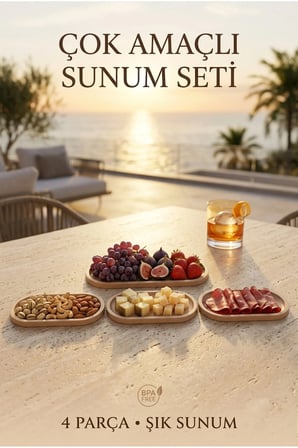 Çok Amaçlı 4 Parça Sunum Seti | Kahvaltılık | Meyve Çerez Meze Sunumu | BPA Free
