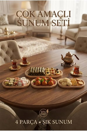Çok Amaçlı 4 Parça Sunum Seti | Kahvaltılık | Meyve Çerez Meze Sunumu | BPA Free