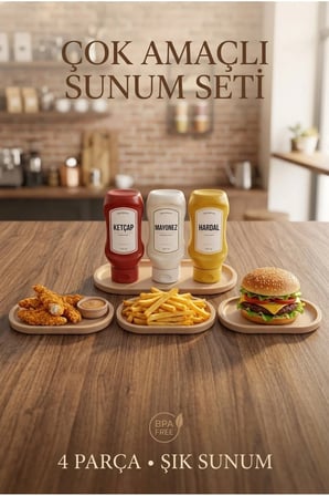 Çok Amaçlı 4 Parça Sunum Seti | Kahvaltılık | Meyve Çerez Meze Sunumu | BPA Free