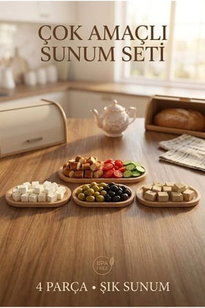 Çok Amaçlı 4 Parça Sunum Seti | Kahvaltılık | Meyve Çerez Meze Sunumu | BPA Free