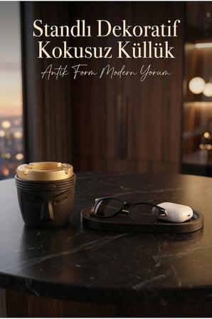 Premium Standlı Dekoratif Kokusuz Küllük | Organizer Tepsi | Hediyelik Tasarım