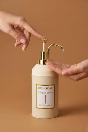 Standlı Sıvı Sabunluk Seti | El Sabunu & Bulaşık Sabunu | Metal Stant | 350 ML | Metal