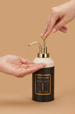 Standlı Sıvı Sabunluk Seti | El Sabunu & Bulaşık Sabunu | Metal Stant | 350 ML | Metal