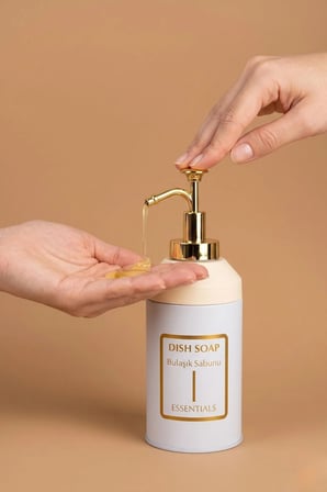 Standlı Sıvı Sabunluk Seti | El Sabunu & Bulaşık Sabunu | Metal Stant | 350 ML | Metal