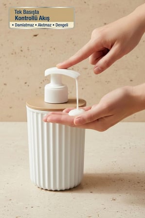 3 Parça Banyo Seti Modern Çizgili Tasarım | Sıvı Sabunluk | diş fırçalık | katı sabunluk | Beyaz