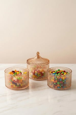3 Parça Saklama Kabı | Şekerlik | Drajelik | Çok Amaçlı Organizer | 500 ML | Bal