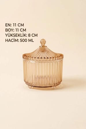 Ayaklı Kapaklı Akrilik Şekerlik Sunumluk 2'li Set | Lokumluk Çok Amaçlı Şık Sunumluk | 500 ML | Bal