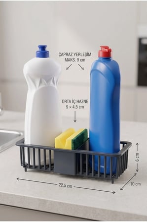 2 Adet Paslanmaz Plastik Mutfak Banyo Düzenleyici | Sıvı Sabun Bulaşık Deterjanı | Şampuan Duş Jeli Organizer