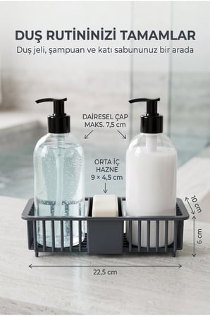 2 Adet Paslanmaz Plastik Mutfak Banyo Düzenleyici | Sıvı Sabun Bulaşık Deterjanı | Şampuan Duş Jeli Organizer