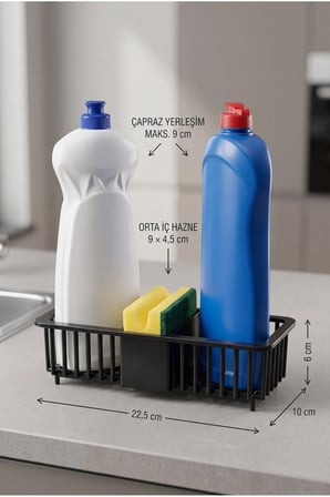 2 Adet Paslanmaz Plastik Mutfak Banyo Düzenleyici | Sıvı Sabun Bulaşık Deterjanı | Şampuan Duş Jeli Organizer