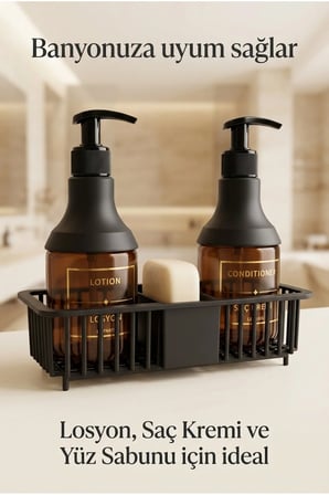 Amber 2’li Cam Sabunluk Seti | El ve Bulaşık Sabunu Seti | Standlı Banyo Düzenleyici | 250 ML x 2