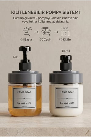 2’li Cam Sıvı Sabunluk ve Diş Fırçalık | Standlı Cam Banyo Organizer Seti 2’li | 425 ml x 2