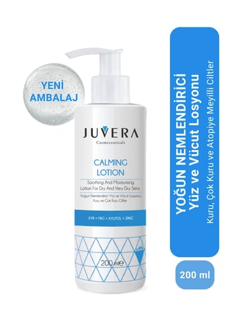JUVERA  Yoğun Nemlendirici Yüz, Vücut Losyonu - Kuru ve Atopik Ciltler - Calming Lotion 200 ml