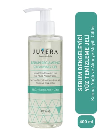 JUVERA  Siyah Nokta Karşıtı Karma ve Yağlı Ciltler İçin Yıkama Jeli - Sebum Regulating Gel 400 ml