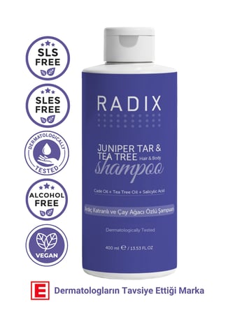 RADIX  Saç Yağlanma ve Kepek Karşıtı Ardıç Katranlı Ve Çay Ağacı Özlü Şampuan 400ML