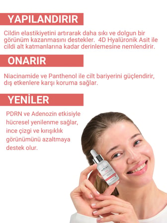 JUVERA  PDRN ve 4D Hyaluronik Asit İçeren Kırışıklık Karşıtı Cilt Yenileyici Serum 30ML
