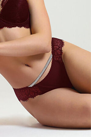 Taşlı Dantelli Normal Külot