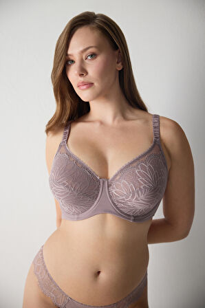 Dantelli Tüllü Yarı Destekli Toparlayıcı Sütyen