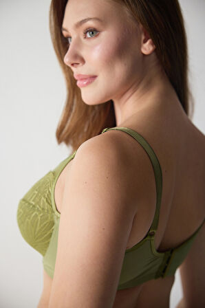 Dantelli Tüllü Yarı Destekli Toparlayıcı Sütyen