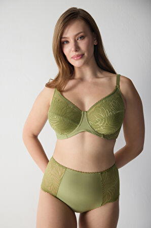 Dantelli Tüllü Yarı Destekli Toparlayıcı Sütyen