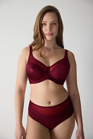 Saten Tüllü Balenli Büyük Beden Toparlayıcı Sütyen