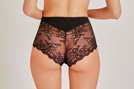Arkası ve Kenarı Dantel Yüksel Bel Brazilian Külot