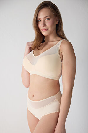 Tüllü Balensiz Yarı Destekli Toparlayıcı Sütyen