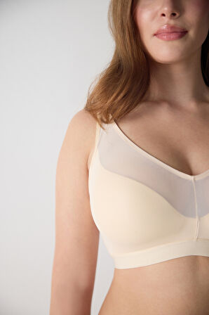 Tüllü Balensiz Yarı Destekli Toparlayıcı Sütyen