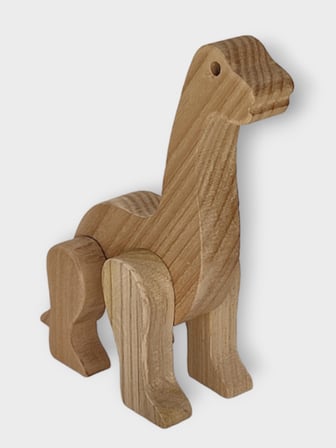 Dinos Boyasız Ahşap Dinozor Oyuncağı, Masif Kayın, 18 Ay+