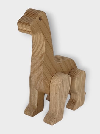Dinos Boyasız Ahşap Dinozor Oyuncağı, Masif Kayın, 18 Ay+