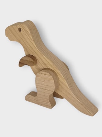 T-Rex Boyasız Ahşap Dinozor Oyuncağı, Masif Kayın, 18 Ay+