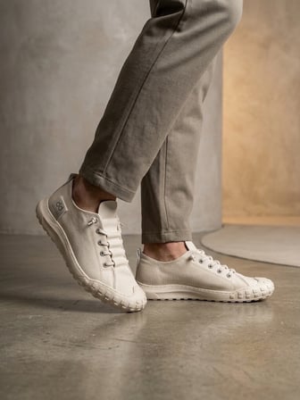 BA0248 BOA Krem Esnek Bağcıklı Ultra Hafif Nefes Alan Sneaker Ayakkabı