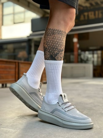 BA0375 Özel Örme Triko Tarz Gri Renk Spor Ayakkabı