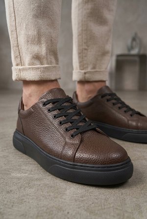 BLF-010 Erkek Sneaker Günlük Casual Spor Ayakkabı Kahverengi Siyah Taban