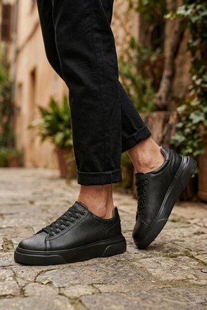 BLF-010 Erkek Sneaker Günlük Casual Spor Ayakkabı Siyah Taban
