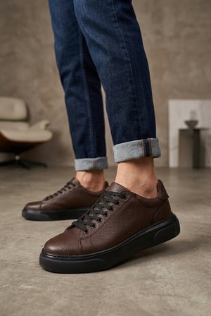 BLF-010 Erkek Sneaker Günlük Casual Spor Ayakkabı Kahverengi Siyah Taban
