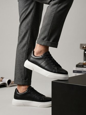 BA0247 Erkek Sneaker Günlük Casual Spor Ayakkabı Siyah