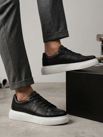 BA0247 Erkek Sneaker Günlük Casual Spor Ayakkabı Siyah