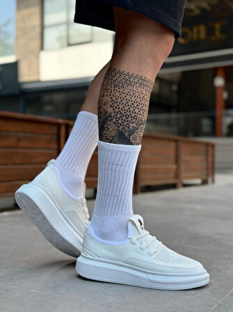 BA0375 Özel Örme Triko Tarz Beyaz Taban Spor Ayakkabı