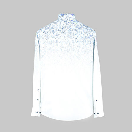 ELETA UZUN KOL DESENLİ SLİM MAVİ GÖMLEK